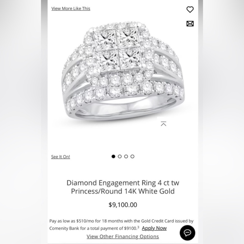 4 carat TCW! 14k white gold. Dripping WITH DIAMONDS! BLING RING! - Picture 5 of 12